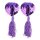 Purple heart-shaped sequin nipple covers with tassels for women.