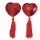 Red sequin heart-shaped nipple covers with tassels - flirty lace trim silicone bra inserts for women.