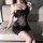 Seductive black lace bodysuit with open-crotch design, perfect for women seeking allure and elegance. ideal for sleepwear or ...
