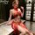 Huanqing new chinese-style neck-hanging bralette - vintage sexy sheer panel dress sleepwear set, featuring a vibrant red desi...