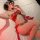Huanqing new chinese-style neck-hanging bralette - vintage sexy sheer panel dress sleepwear set, featuring elegant red design...