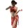 Vintage-inspired red sheer panel dress with gold accents, featuring a neck-hanging bralette design, perfect for sexy sleepwea...