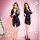 Ice silk lingerie set featuring a black satin robe and matching kimono-inspired outfit, perfect for evening elegance.