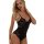 Black lace bodysuit with plunging neckline and push-up design, perfect for summer wear. features european style waist cinchin...