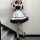 Japanese black and white maid dress for women, cute lolita cosplay costume, plus size kawaii uniform with ruffled skirt and b...