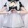 Japanese style black and white maid dress with lace trim & bow - cosplay costume & party outfit