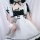 Japanese style black and white maid dress with lace trim & bow - cosplay costume & party outfit
