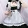 Japanese style black and white maid dress with lace trim & bow - cosplay costume & party outfit