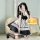 Japanese black and white maid dress with ruffled details, perfect for cosplay or lolita outfits. plus-size servant costume fe...