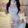 Japanese-style bunny-themed lingerie set featuring a cute white fuzzy bodysuit with adorable pink accents, perfect for cospla...
