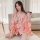 A woman wears a japanese cherry blossom lace corset robe set, featuring sheer kimono-inspired design with floral patterns, cr...