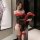 Japanese-inspired sheer kimono-style one-shoulder lingerie set for curvy women, featuring bold red accents and elegant design...