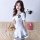 A young woman models a japanese-style jk uniform set featuring a cute sailor schoolgirl outfit with a mini pleated skirt and ...