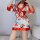 Japanese kimono costume set - sexy & cute role play lingerie outfit, one-piece cosplay ensemble featuring vibrant floral patt...