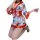 Japanese kimono costume set - sexy & cute role play lingerie outfit, one-piece cosplay ensemble with floral pattern and orang...