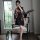 A woman poses elegantly in a japanese kimono-style lingerie set, featuring a deep v neckline and floral patterns. the outfit ...
