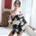 A woman models a japanese kimono-style lingerie set featuring floral patterns, perfect for cosplay with its sexy and playful ...