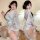 Sexy sheer japanese kimono lingerie set featuring floral print, perfect roleplay costume for adults.