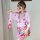 Pink floral japanese kimono-style lingerie set featuring butterfly patterns, perfect for cosplay, stage performances, and rol...