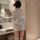 Japanese kimono-style lingerie set - sheer open robe, floral embroidered bra & panty, butterfly-themed seductive outfit