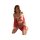 A woman poses wearing a japanese-style red kimono set, featuring floral patterns and off-the-shoulder design, perfect for cos...