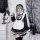 Japanese style lolita dress - sweet & edgy black white maid cosplay costume, aesthetic subculture outfit featuring ruffled sl...