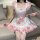 Japanese maid cosplay dress featuring sweet cat girl design, cute soft lolita style with ruffled skirt and charming pink acce...