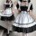Japanese maid costume dress featuring black and white colors with ruffles, perfect for cosplay or anime outfits. plus-size de...