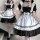 Japanese maid costume dress featuring black and white colors with ruffles, perfect for anime cosplay or lolita outfits. plus ...