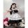Japanese maid costume for women featuring a cute anime schoolgirl dress with an apron and headband, perfect for cosplay event...