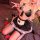 Woman posing in a cute japanese maid costume with lace trim, black bow details, and matching lingerie set for cosplay or role...