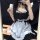 Japanese maid costume for women featuring a plus-size anime lolita dress with apron and headband, cute student style outfit.