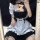 Japanese maid costume for women featuring a plus-size anime lolita dress with apron and headband, cute student style outfit.