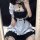 Japanese maid costume for women featuring a plus-size anime lolita dress with apron and headband set, perfect for cosplay eve...