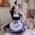 Japanese maid dress cosplay outfit featuring sweet cat theme with bunny ears and paw prints, perfect for anime fans.