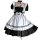 Japanese maid dress cosplay outfit featuring cute anime lolita style with black and white colors, perfect for womens plus siz...