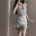 Japanese maid-themed dress featuring delicate lace details, soft blue fabric, and a charming apron design, perfect for role p...