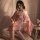 Sexy pink silk japanese sakura kimono lingerie set, elegant design with floral patterns, perfect for sensual at-home wear.