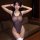 Woman posing in a sheer black bodysuit with white socks, showcasing the japanese-style sexy bikini set - flirty open-crotch s...