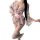 Sheer pink floral kimono lingerie set with open robe, matching bra brief, and bow tie – japanese-style sexy chiffon ensemble.
