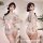 Japanese-style sexy lace kimono robe set featuring intricate embroidery and a prominent bow detail, perfect for seductive sle...