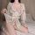 Japanese-style sexy lace kimono robe set - sheer chiffon three-piece outfit with floral print & hot uniform design