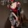 A woman models a japanese-style sexy lingerie set featuring a black and red kimono design, perfect for roleplay outfits.