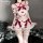 Japanese-style sexy lingerie set featuring strawberry-themed two-piece sleepwear with ruffles and bows, perfect for seductive...