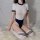 Japanese-style sexy swimwear set - open-crotch bodysuit & uniform-inspired lingerie outfit featuring short sleeves, high neck...