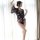 A woman poses elegantly in a japanese-style yukata robe set featuring deep v lace-up design and floral print, perfect for rol...