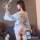 Japanese-style sheer kimono lingerie set featuring lace trimmings, perfect for women seeking elegance and allure.