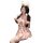 Woman in pink jinxiao jk flirty lingerie skirt with pleated design, bow top, and cat ears for elegant temptation.