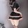 Jk student style lingerie set - cute sailor uniform sleepwear with bow detail for women, featuring black dress with pink ruff...