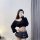 Jk-style sweater uniform set - cute schoolgirl transparent seductive lingerie outfit for women, featuring a black crop top wi...
